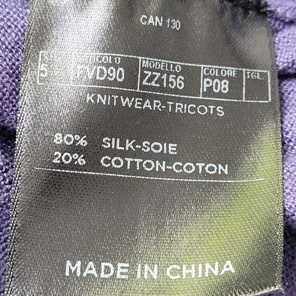 Z Zegna Purple Silk and Cotton Cardigan Sweater Size L - Picture 5 of 5